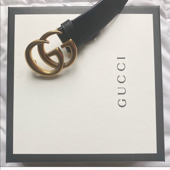 Double G Gucci Belt. Gold. Black Leather. - Picture 4 of 4